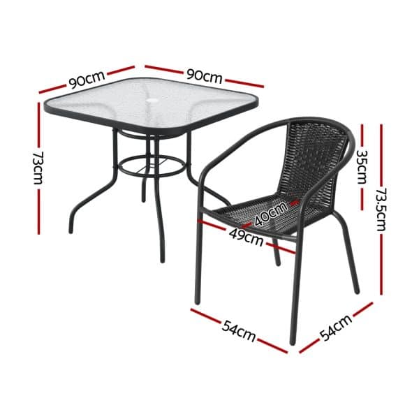 Gardeon Outdoor Dining Set 5 Piece Steel Stackable Chairs Table Patio Furniture - Image 2