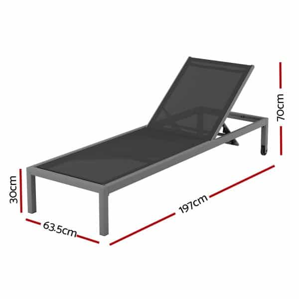 Gardeon Sun Lounge Outdoor Lounger Aluminium Folding Beach Chair Wheels Patio - Image 2