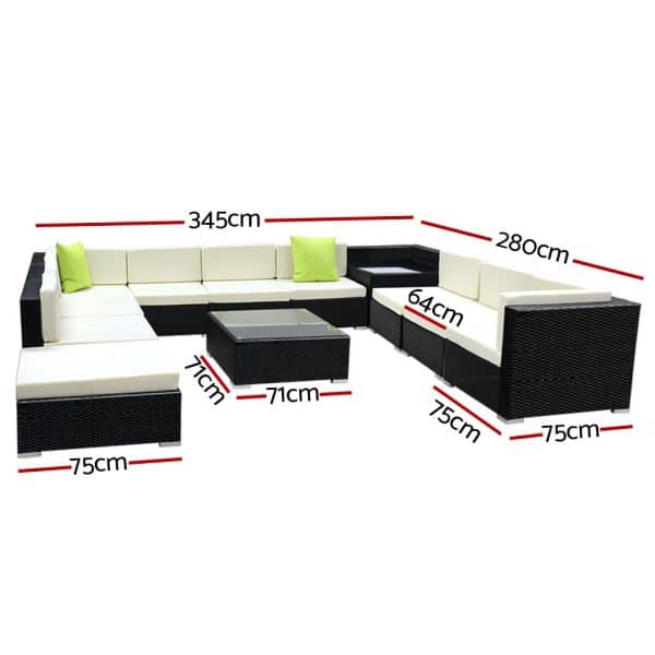 Gardeon 12PC Sofa Set with Storage Cover Outdoor Furniture Wicker - Image 2