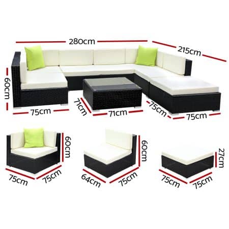 Gardeon 8-Piece Outdoor Sofa Set Wicker Couch Lounge Setting Cover - Image 2