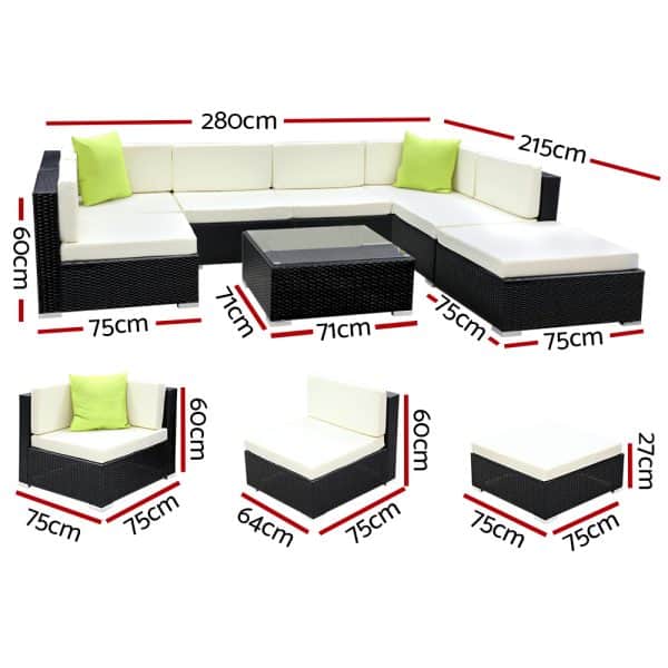 Gardeon 8-Piece Outdoor Sofa Set Wicker Couch Lounge Setting Cover - Image 2