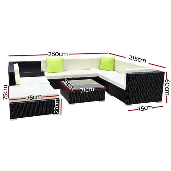Gardeon 9-Piece Outdoor Sofa Set Wicker Couch Lounge Setting Cover - Image 2