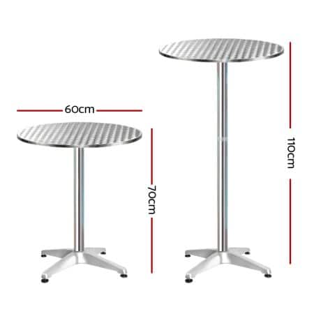 Gardeon Set of 6 Outdoor Bar Table Aluminium Round 70/110CM - Image 2