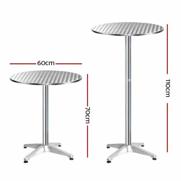 Gardeon Set of 6 Outdoor Bar Table Aluminium Round 70/110CM - Image 2