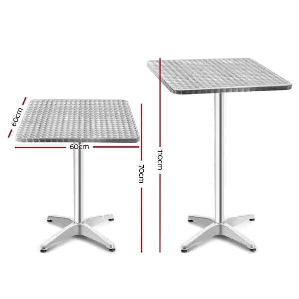 Gardeon Outdoor Bar Table Adjustable Aluminium Square 70/110cm - Image 2