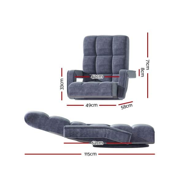 Artiss Floor Lounge Sofa Bed Swivel Charcoal - Image 2