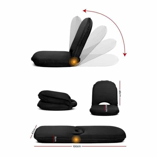 Artiss Floor Lounge Sofa Camping Chair Black - Image 2