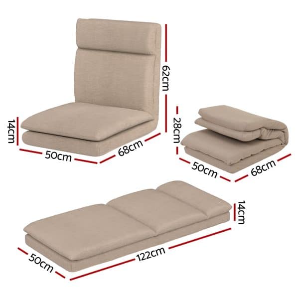 Artiss Floor Chair Sofa 1 Seater Linen Beige - Image 2