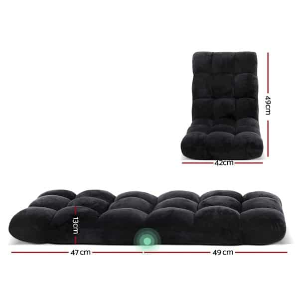 Artiss Lounge Sofa Bed Flannel Fabric Black - Image 2