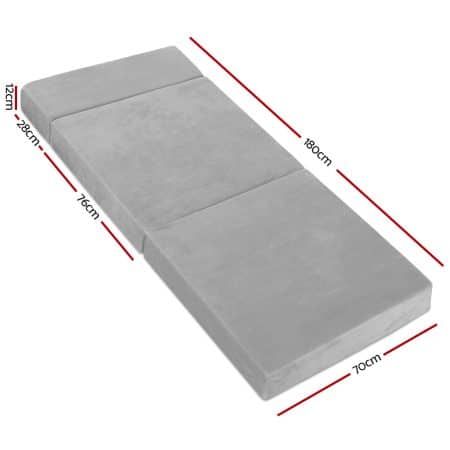 Giselle Bedding Foldable Mattress Folding Foam Bed Mat Light Grey - Image 2