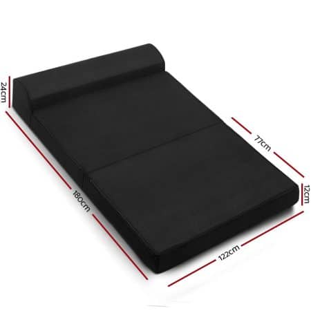 Giselle Bedding Foldable Mattress Folding Foam Bed Mat Double Black - Image 2