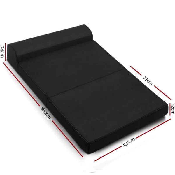 Giselle Bedding Foldable Mattress Folding Foam Bed Mat Double Black - Image 2