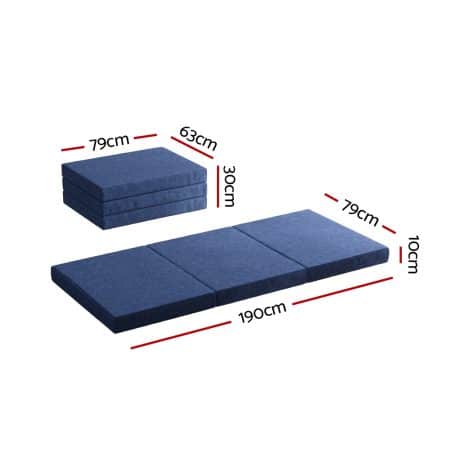 Giselle Bedding Foldable Mattress Folding Foam Single Blue - Image 2