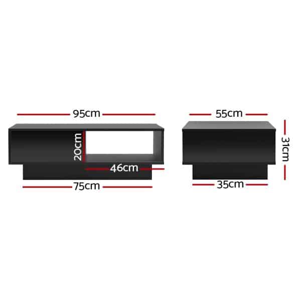Artiss Coffee Table Led Lights Black - Image 2