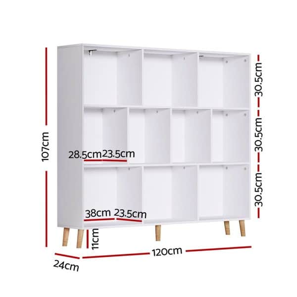 Artiss Bookshelf 3 Tiers 10 Cubes - CORA White - Image 2