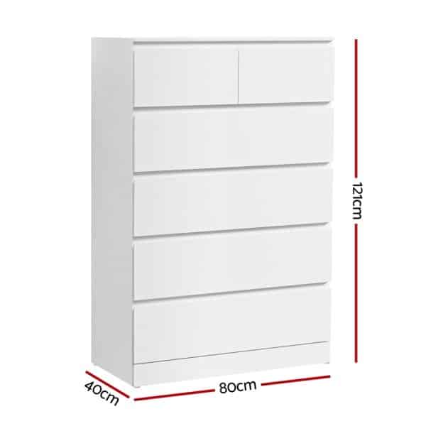 Artiss 6 Chest of Drawers - PEPE White - Image 2