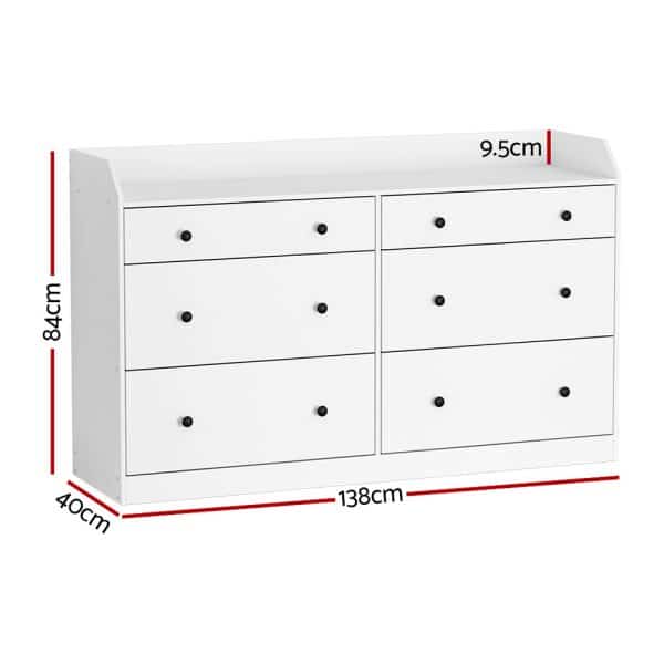 Artiss 6 Chest of Drawers - PETE White - Image 2