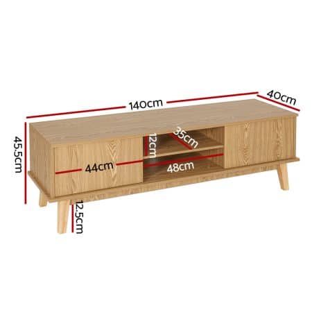 Artiss TV Cabinet Entertainment Unit Stand Storage Shelves TV Unit 140CM - Image 2