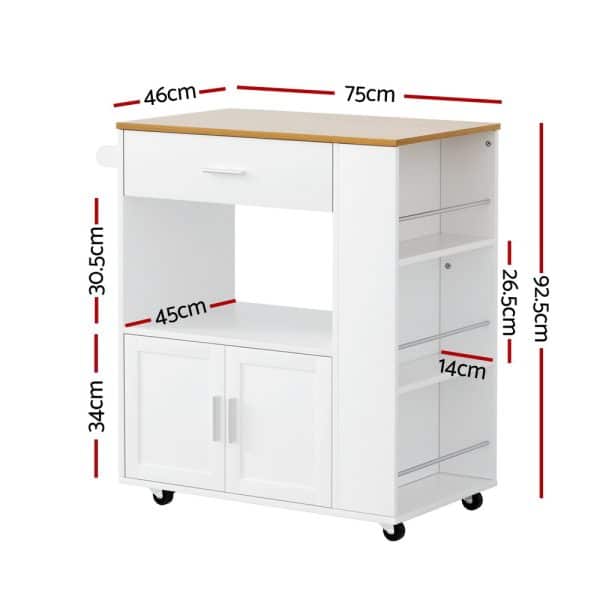 Artiss Kitchen Island Trolley Rolling Serving Cart - Image 2