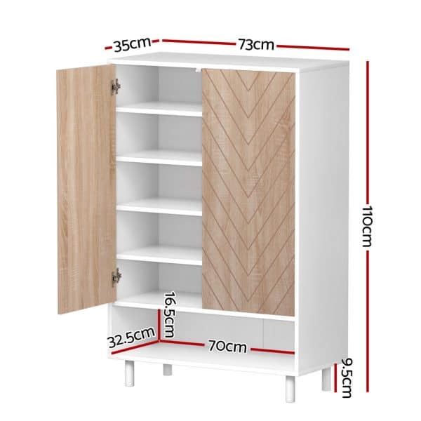 Artiss Shoe Rack Cabinet 24 Pairs 6-tier White - Image 2