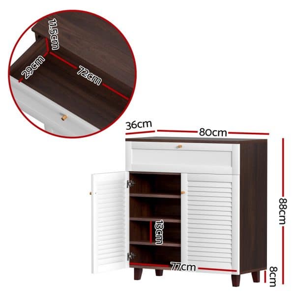 Artiss Shoe Rack Cabinet Shoes Storage Drawer 16 Pairs - Image 2