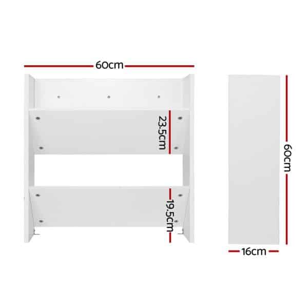Artiss Shoe Rack 2-tier 12 Pairs Wall Mounted x2 - White - Image 2