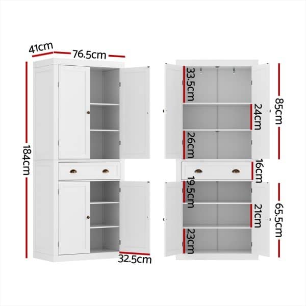 Artiss Buffet Sideboard Cupboard Cabinet White - Image 2