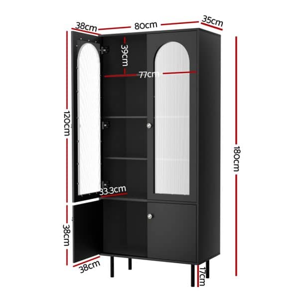 Artiss Buffet Sideboard Cupboard Cabinet Black - Image 2