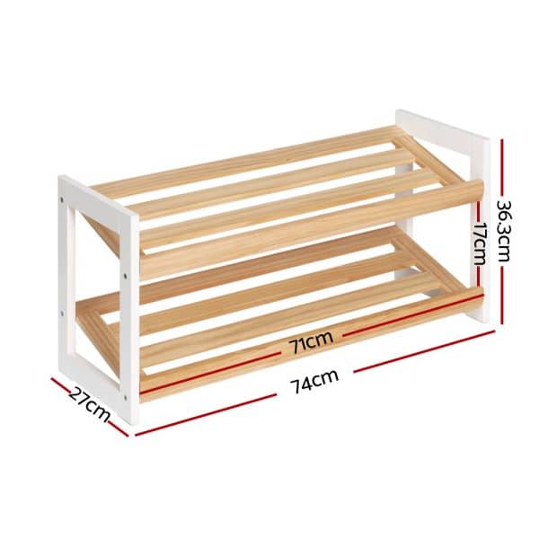 Artiss Shoe Rack 2 Tier 6 Pairs White Kara - Image 2