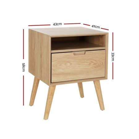 Artiss Bedside Table Drawers Side Table Shelf Storage Cabinet Nightstand GORR - Image 2