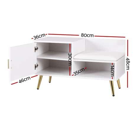 Artiss Shoe Rack Cabinet Bench 6 Pairs White - Image 2