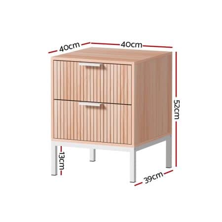 Artiss Bedside Table Drawers Side End Table Storage Cabinet Nightstand Pine LURA - Image 2