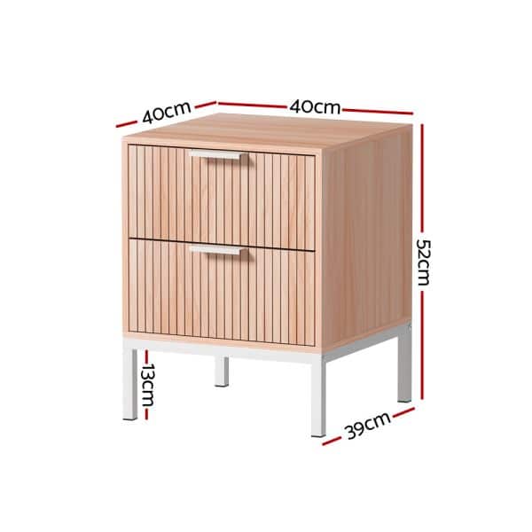 Artiss Bedside Table Drawers Side End Table Storage Cabinet Nightstand Pine LURA - Image 2