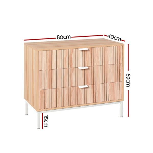 Artiss 3 Chest of Drawers  - LURA Pine - Image 2