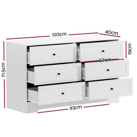 Artiss 6 Chest of Drawers - LEIF White - Image 2