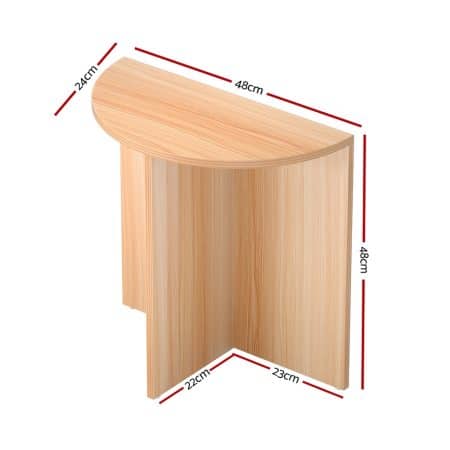 Artiss Coffee Table Semi-circle 48CM Pine Elva - Image 2