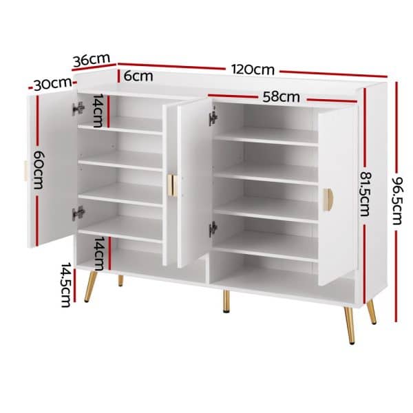Artiss Shoe Rack Cabinet 5 Tiers 30 Pairs White - Image 2