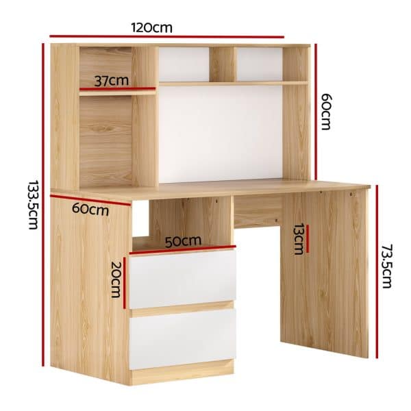 Artiss Computer Desk Office Study Desks Table Bookshelf Drawer - Image 2