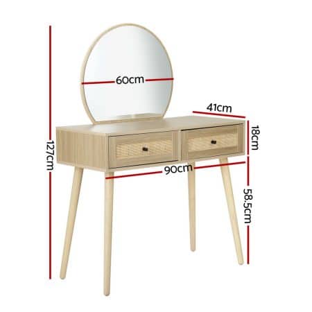 Artiss Dressing Table Set Rattan Frances - Image 2
