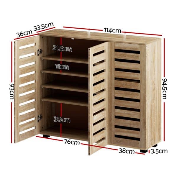 Artiss Shoe Rack Cabinet 30 Pairs Adjustable Shelf - Image 2