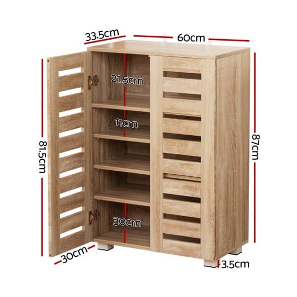 Artiss Shoe Rack Cabinet 20 Pairs 5-tier Wood Alster - Image 2