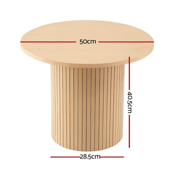 Artiss Coffee Table Round Fluted - Image 2