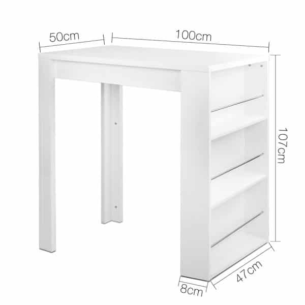 Artiss Bar Table 3-tier Storage Shelves White - Image 2