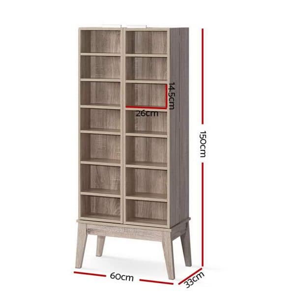 Artiss Bookshelf CD Storage Rack - BERG Oak - Image 2