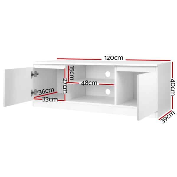 Artiss TV Cabinet Entertainment Unit 120cm White Anita - Image 2