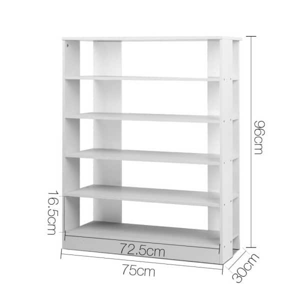 Artiss Shoe Rack Cabinet 30 Pairs 6-Tier Shelf White - Image 2