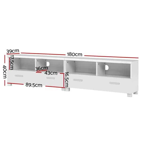 Artiss TV Cabinet Entertainment Unit 180cm White Eddie - Image 2