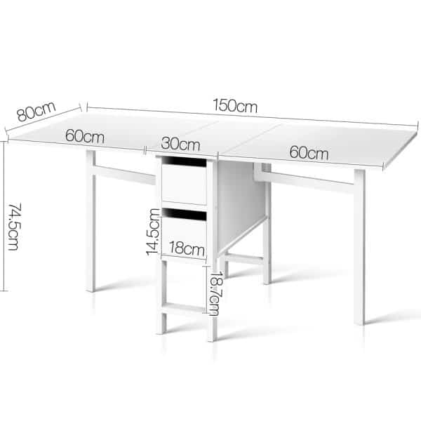 Artiss Dining Table Rectangular Extendable White - Image 2
