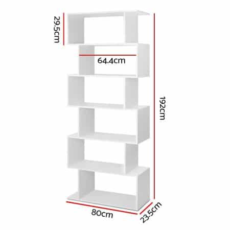 Artiss Bookshelf 6 Tiers - RIVA White - Image 2