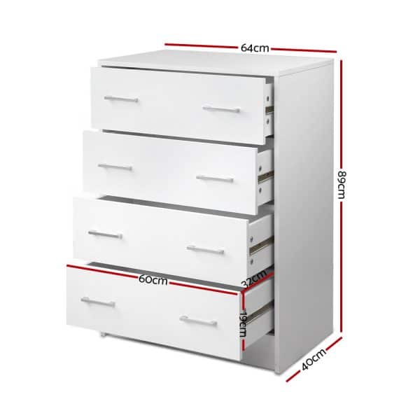 Artiss 4 Chest of Drawers - ANDES White - Image 2